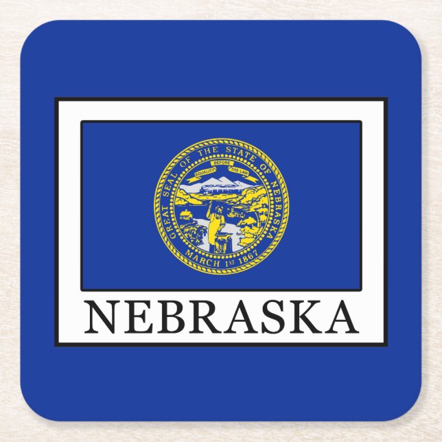 Nebraska Rechteckiger Pappuntersetzer (Vorderseite)
