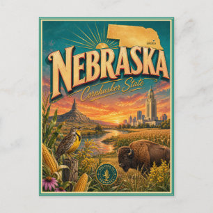 Nebraska Retro-Reise-Andenken-Postkarte Postkarte