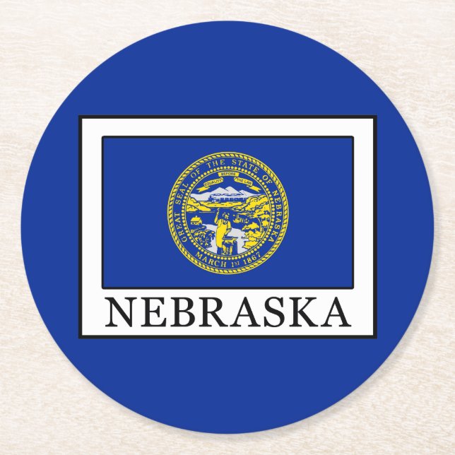 Nebraska Runder Pappuntersetzer (Vorderseite)