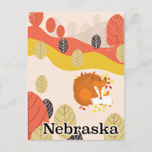 Nebraska Schlafender Fuchs Vintage-Reiseposter Postkarte