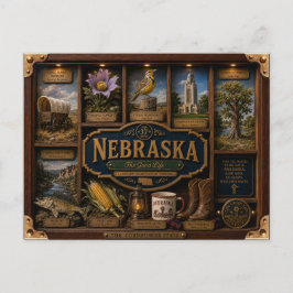 Nebraska Shadow Box 3D Figurine Staat Postkarte