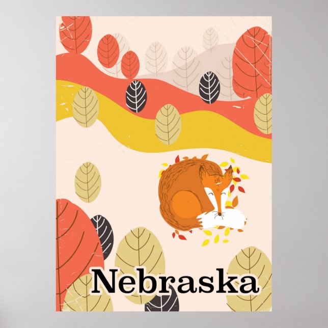 Nebraska Sleeping Fox Vintage Reiseplakat Poster (Vorne)