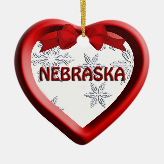 Nebraska Snowflake Heart Christmas Ornament (Vorne)
