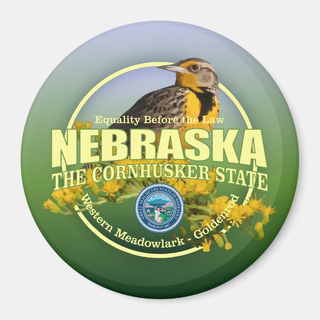 Nebraska Staat Bird & Blume Magnet (Vorne)