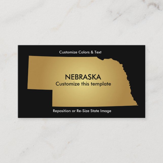 Nebraska Staat Business Card Metallic Gold Visitenkarte (Vorderseite)