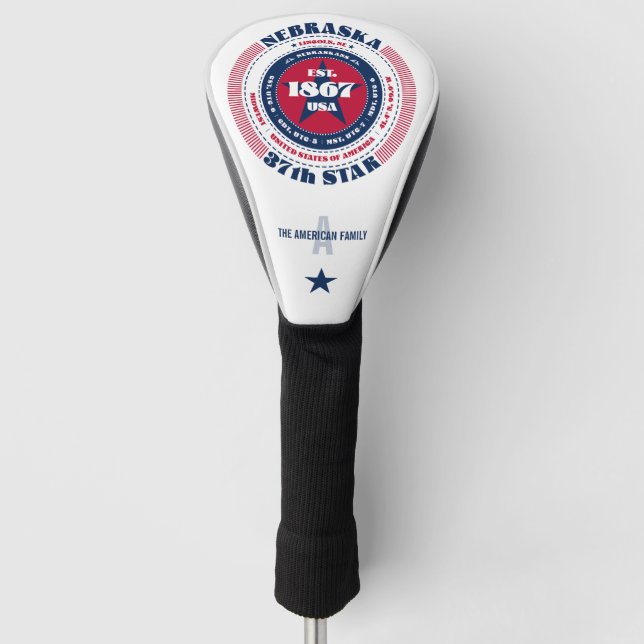 Nebraska Staat Circle Custom Golf Head Cover Headcover (Vorderseite)