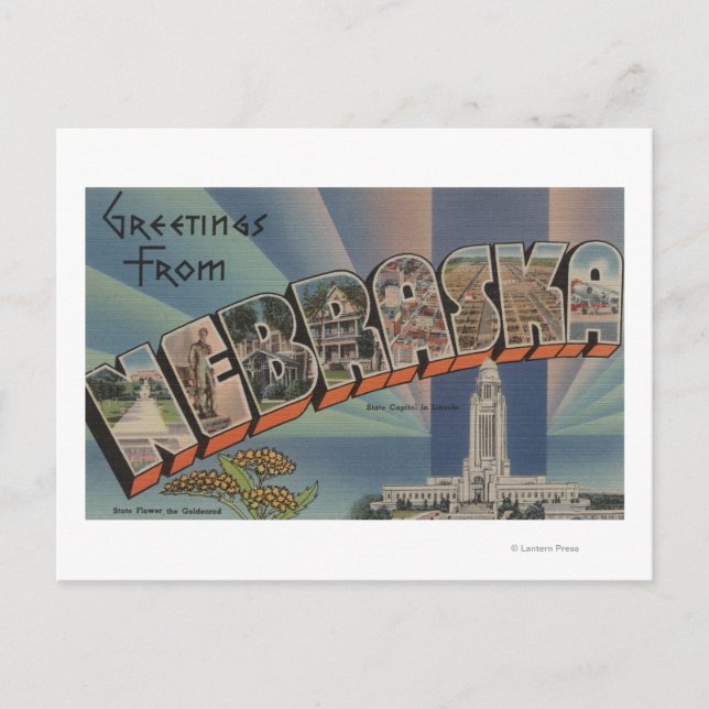 Nebraska (Staat Hauptstadt/Blume) Postkarte (Vorderseite)