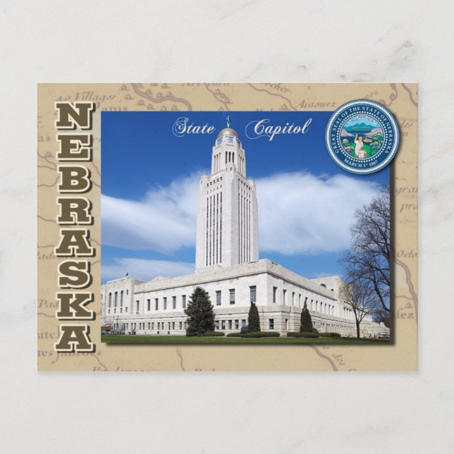 Nebraska Staat Hauptstadt, Lincoln, Nebraska Postkarte (Vorderseite)