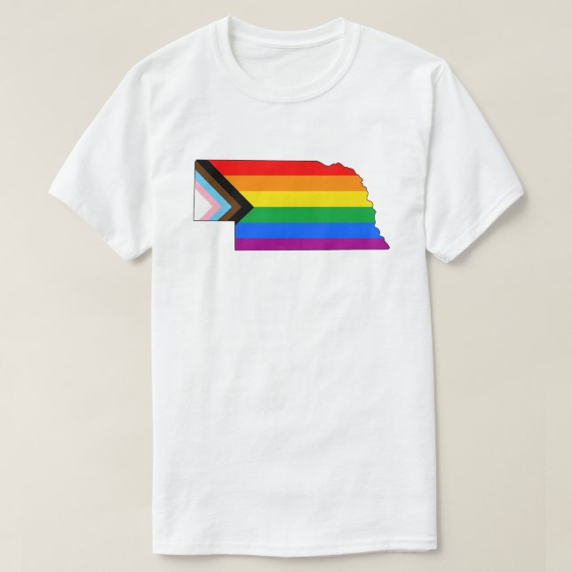 Nebraska Staatsstolz LGBTQ-Fortschrittsstolz T-Shirt (Design vorne)