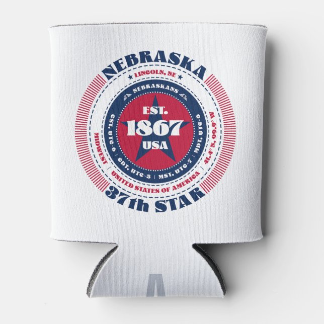 Nebraska Staatsstolz Monogram Cooler Dosenkühler (Vorderseite)