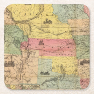 Nebraska und Kansas 2 Rechteckiger Pappuntersetzer