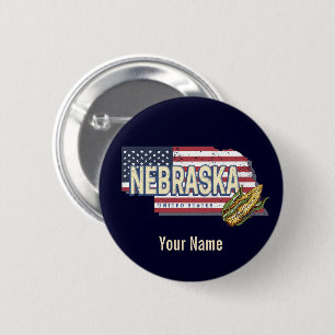 Nebraska Vereinigte Staaten Retro-Staatskarte Vint Button