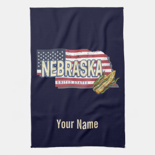 Nebraska Vereinigte Staaten Retro-Staatskarte Vint Geschirrtuch