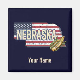 Nebraska Vereinigte Staaten Retro-Staatskarte Vint Magnet