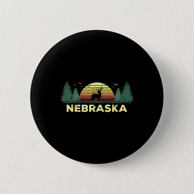 Nebraska Vintag Hirschjagd Sunset Souvenir Button (Vorderseite)