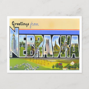 Nebraska Vintage Big Letters Postkarte