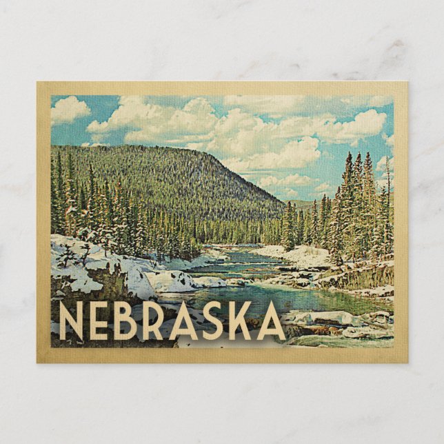 Nebraska Vintage Reisen Schnee Winterlandschaft Postkarte (Vorderseite)
