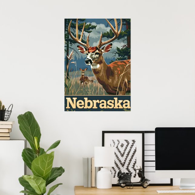 Nebraska Weißschwanzhirsch Poster (Heimbüro)