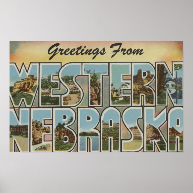 Nebraska (Western) - Large Letter Scenes Poster (Vorne)