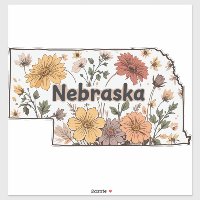 Nebraska-Wildblumen Aufkleber (Blatt)
