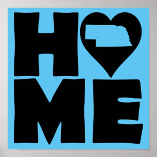 Nebraska Zuhause Heart Staaten Poster Sign