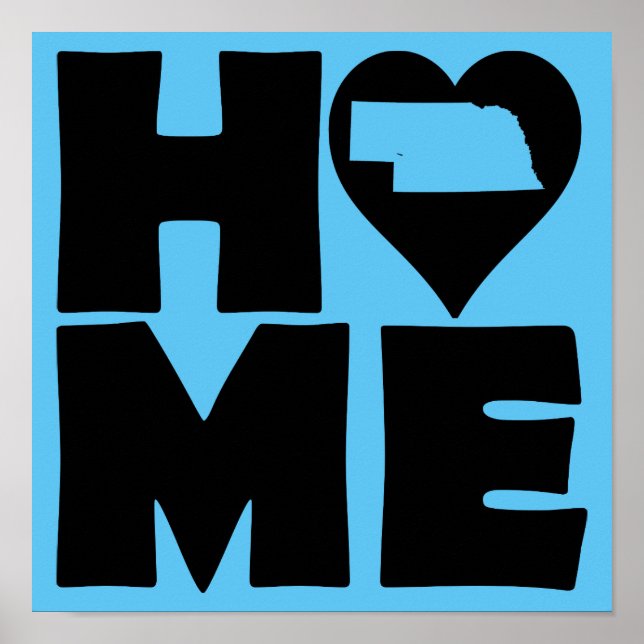 Nebraska Zuhause Heart Staaten Poster Sign (Vorne)
