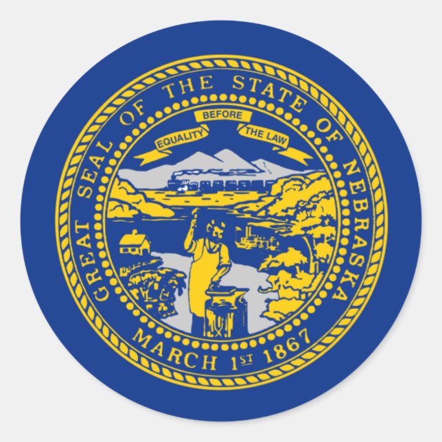 Nebraskan-Flagge, Flagge von Nebraska Runder Aufkleber (Vorderseite)