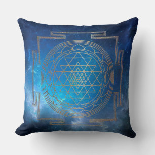 Nebula bleue Sri Yantra - Coussin