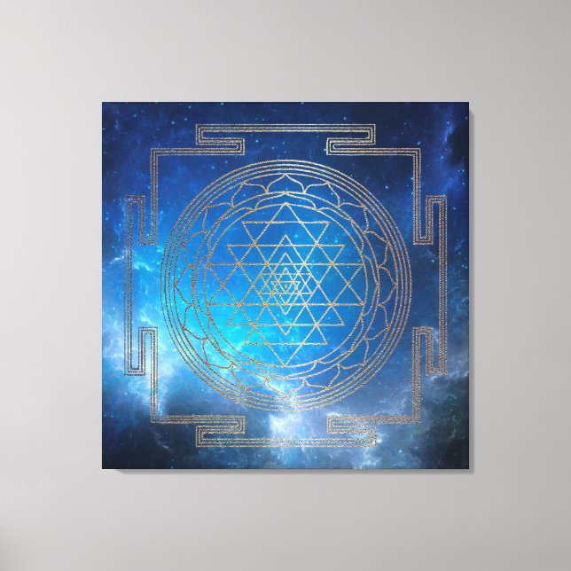 Nebula Bleue Sri Yantra - Toile Enveloppée (Recto)
