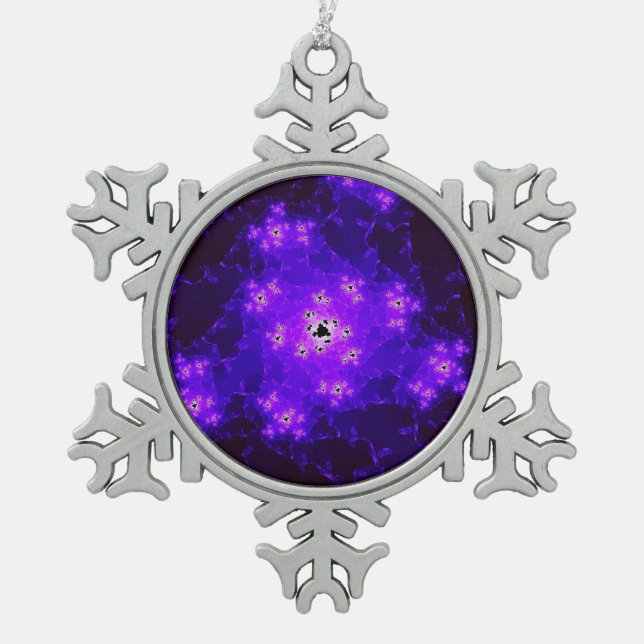 Nebula Fraktal Schneeflocken Zinn-Ornament (Vorderseite)