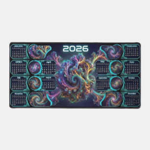Nebula Nexus Command Mat – 2026 Galaxienkalender Schreibtischunterlage