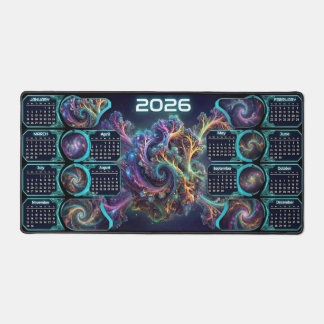 Nebula Nexus Command Mat – 2026 Galaxy Calendar Schreibtischunterlage