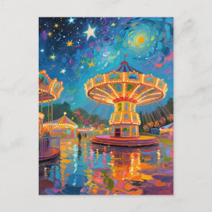 Nebula Night Karussell - Van Gogh inspirierte Kuns Postkarte
