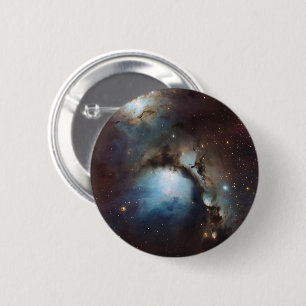 Nebula Orion Astronomisch blau-braune beige Sterne Button