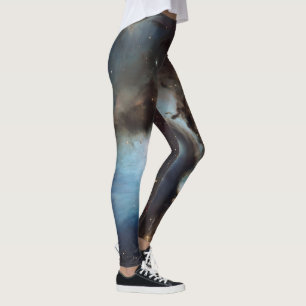Nebula Orion Astronomisch blau-braune beige Sterne Leggings