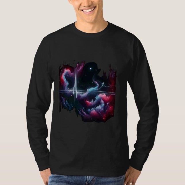 Nebula Pulse - Sci-Fi Heartbeat Kunst T-Shirt (Vorderseite)