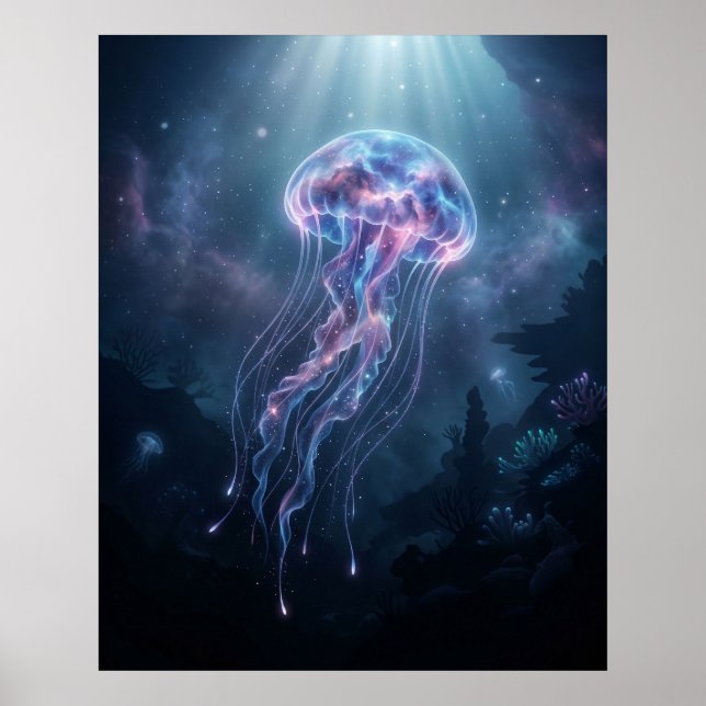 Nebula Qualle Kosmischer Ozean Poster (Vorne)