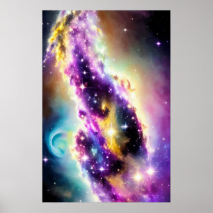 Nebula Roaring Lila bei kosmischem galaktischem Er Poster