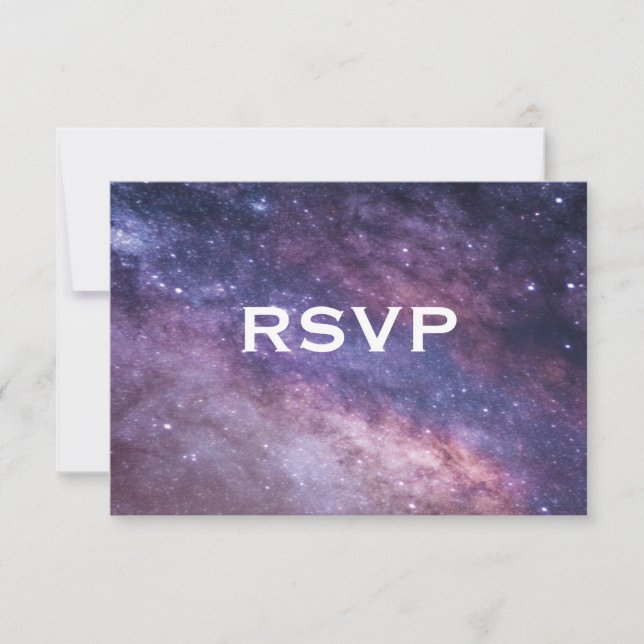 Nebula Space Cosmos Wedding RSVP Karte (Vorderseite)
