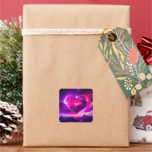 Nebula Stars Celestial Heart Romance Quadratischer Aufkleber