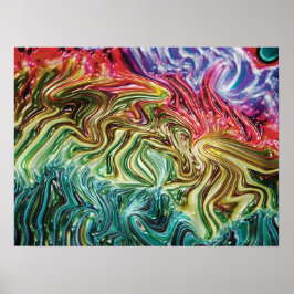 Nebula - Swirbelnde Imitate 3d Metallischer Regenb Poster