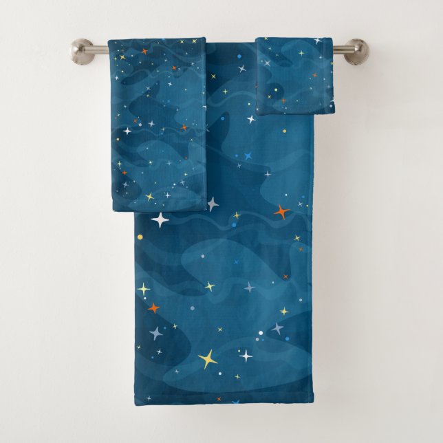 Nebula Waves and Stars Muster ✨ Badhandtuch Set (Insitu)
