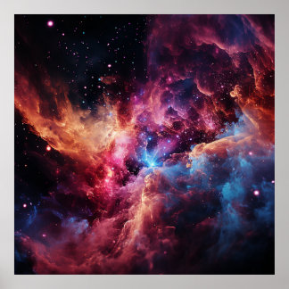 Nebula Waves Colorful Art Poster
