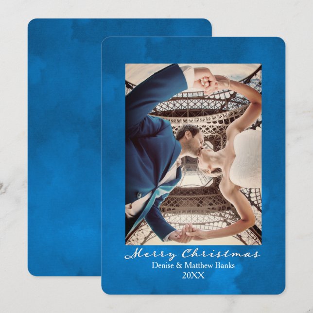 Nebulas Blue Elegante Weihnachtskarte Einladung (Vorne/Hinten)