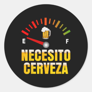Necesito Cerveza I Need Beer Spanisch Mardi Gras Runder Aufkleber