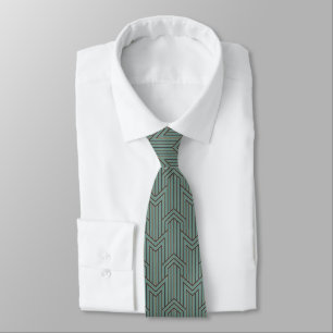 Neck Tie - Green Art Deco Design Krawatte