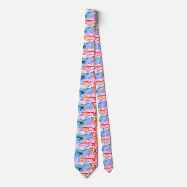 Neck Tie Peach und blau Aquarell Krawatte (Vorderseite)