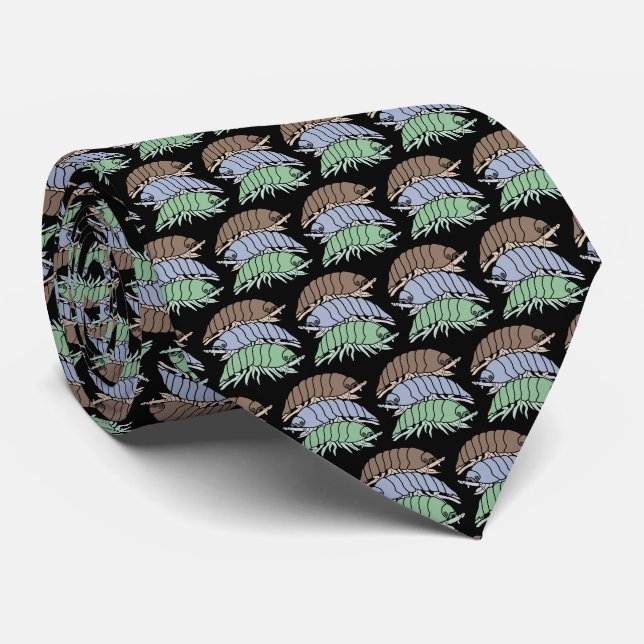 Neck Tie (schwarz) - 3 Pillenbugs Krawatte (Gerollt)