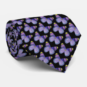 Neck Tie (schwarz) - Lila Schmetterling Krawatte
