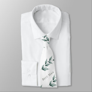 Neck Tie Trauzeuge Grayed Jade Green Botanical Krawatte